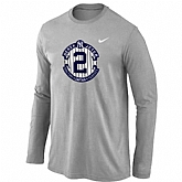 Nike Derek Jeter New York Yankees Official Final Season Commemorative Logo Long Sleeve T-Shirt Light Grey,baseball caps,new era cap wholesale,wholesale hats