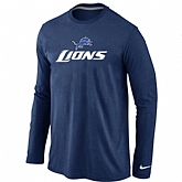 Nike Detroit Lions Authentic Logo Long Sleeve T-Shirt D.Blue,baseball caps,new era cap wholesale,wholesale hats