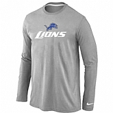 Nike Detroit Lions Authentic Logo Long Sleeve T-Shirt Gray,baseball caps,new era cap wholesale,wholesale hats