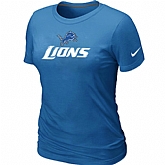 Nike Detroit Lions Authentic Logo Women's T-Shirt L.Blue,baseball caps,new era cap wholesale,wholesale hats