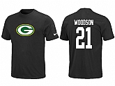 Nike Green Bay Packers 21 WOODSON Name & Number T-Shirt Black,baseball caps,new era cap wholesale,wholesale hats