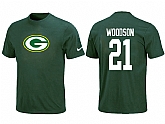 Nike Green Bay Packers 21 WOODSON Name & Number T-Shirt Green,baseball caps,new era cap wholesale,wholesale hats