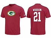 Nike Green Bay Packers 21 WOODSON Name & Number T-Shirt Red,baseball caps,new era cap wholesale,wholesale hats