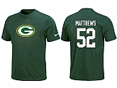 Nike Green Bay Packers 52 MATTHEWS Name & Number T-Shirt Green,baseball caps,new era cap wholesale,wholesale hats