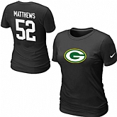 Nike Green Bay Packers 52 MATTHEWS Name & Number Women's T-Shirt Black,baseball caps,new era cap wholesale,wholesale hats