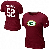 Nike Green Bay Packers 52 MATTHEWS Name & Number Women's T-Shirt Red,baseball caps,new era cap wholesale,wholesale hats