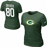 Nike Green Bay Packers 80 Donald Driver Name & Number Women's T-Shirt Green,baseball caps,new era cap wholesale,wholesale hats