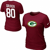 Nike Green Bay Packers 80 Donald Driver Name & Number Women's T-Shirt Red,baseball caps,new era cap wholesale,wholesale hats