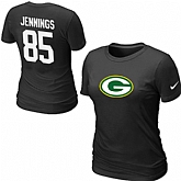 Nike Green Bay Packers 85 JENNNGS Name & Number Women's T-Shirt Black,baseball caps,new era cap wholesale,wholesale hats