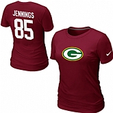 Nike Green Bay Packers 85 JENNNGS Name & Number Women's T-Shirt Red,baseball caps,new era cap wholesale,wholesale hats