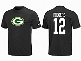 Nike Green Bay Packers Aaron Rodgers Name & Number T-Shirt Black,baseball caps,new era cap wholesale,wholesale hats