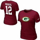 Nike Green Bay Packers Aaron Rodgers Name & Number Women's T-Shirt Red,baseball caps,new era cap wholesale,wholesale hats