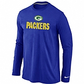 Nike Green Bay Packers Authentic Logo Long Sleeve T-Shirt Blue,baseball caps,new era cap wholesale,wholesale hats