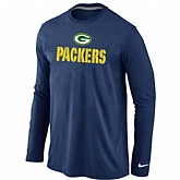 Nike Green Bay Packers Authentic Logo Long Sleeve T-Shirt Dark blue,baseball caps,new era cap wholesale,wholesale hats