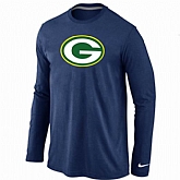 Nike Green Bay Packers Logo Long Sleeve T-Shirt D.Blue,baseball caps,new era cap wholesale,wholesale hats