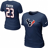 Nike Houston Texans 23 FOSTER Name & Number Blue Women's T-Shirt,baseball caps,new era cap wholesale,wholesale hats