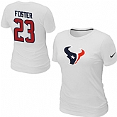 Nike Houston Texans 23 FOSTER Name & Number White Women's T-Shirt,baseball caps,new era cap wholesale,wholesale hats