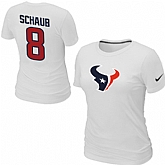 Nike Houston Texans 8 schaub Name & Number White Women's T-Shirt,baseball caps,new era cap wholesale,wholesale hats