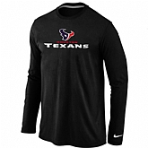 Nike Houston Texans Authentic Logo Long Sleeve T-Shirt Black,baseball caps,new era cap wholesale,wholesale hats