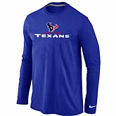 Nike Houston Texans Authentic Logo Long Sleeve T-Shirt Blue,baseball caps,new era cap wholesale,wholesale hats