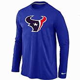 Nike Houston Texans Logo Long Sleeve T-Shirt Blue,baseball caps,new era cap wholesale,wholesale hats