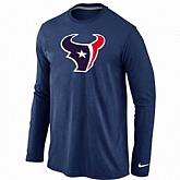 Nike Houston Texans Logo Long Sleeve T-Shirt D.Blue,baseball caps,new era cap wholesale,wholesale hats