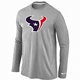 Nike Houston Texans Logo Long Sleeve T-Shirt Gray,baseball caps,new era cap wholesale,wholesale hats