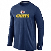 Nike Kansas City Chiefs Authentic Logo Long Sleeve T-Shirt D.Blue,baseball caps,new era cap wholesale,wholesale hats
