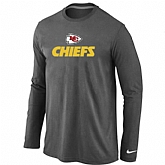 Nike Kansas City Chiefs Authentic Logo Long Sleeve T-Shirt D.Gray,baseball caps,new era cap wholesale,wholesale hats