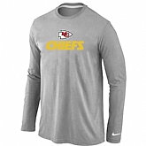 Nike Kansas City Chiefs Authentic Logo Long Sleeve T-Shirt Gray,baseball caps,new era cap wholesale,wholesale hats