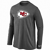 Nike Kansas City Chiefs Logo Long Sleeve T-Shirt D.Gray,baseball caps,new era cap wholesale,wholesale hats