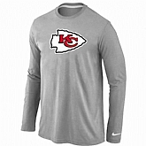 Nike Kansas City Chiefs Logo Long Sleeve T-Shirt Gray,baseball caps,new era cap wholesale,wholesale hats