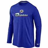 Nike Miami Dolphins Authentic Logo Long Sleeve T-Shirt Blue,baseball caps,new era cap wholesale,wholesale hats