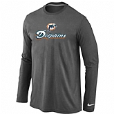 Nike Miami Dolphins Authentic Logo Long Sleeve T-Shirt D.Gray,baseball caps,new era cap wholesale,wholesale hats