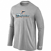 Nike Miami Dolphins Authentic Logo Long Sleeve T-Shirt Gray,baseball caps,new era cap wholesale,wholesale hats