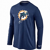 Nike Miami Dolphins Logo Long Sleeve T-Shirt D.Blue,baseball caps,new era cap wholesale,wholesale hats