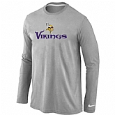 Nike Minnesota Vikings Authentic Logo Long Sleeve T-Shirt Gray,baseball caps,new era cap wholesale,wholesale hats