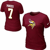 Nike Minnesota Vikings Christian Ponder Name & Number Women's T-Shirt Red,baseball caps,new era cap wholesale,wholesale hats