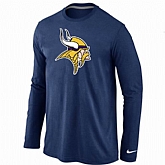 Nike Minnesota Vikings Logo Long Sleeve T-Shirt D.Blue,baseball caps,new era cap wholesale,wholesale hats