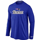 Nike New England Patriots Authentic Logo Long Sleeve T-Shirt Blue,baseball caps,new era cap wholesale,wholesale hats