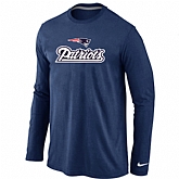 Nike New England Patriots Authentic Logo Long Sleeve T-Shirt D.Blue,baseball caps,new era cap wholesale,wholesale hats