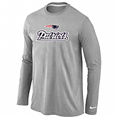 Nike New England Patriots Authentic Logo Long Sleeve T-Shirt Gray,baseball caps,new era cap wholesale,wholesale hats