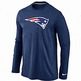 Nike New England Patriots Logo Long Sleeve T-Shirt D.Blue,baseball caps,new era cap wholesale,wholesale hats
