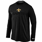 Nike New Orleans Sains Authentic Logo Long Sleeve T-Shirt Black,baseball caps,new era cap wholesale,wholesale hats