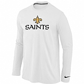 Nike New Orleans Sains Authentic Logo Long Sleeve T-Shirt White,baseball caps,new era cap wholesale,wholesale hats