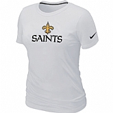 Nike New Orleans Saints Authentic Logo Women's T-Shirt White,baseball caps,new era cap wholesale,wholesale hats