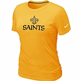 Nike New Orleans Saints Authentic Logo Women's T-Shirt Yellow,baseball caps,new era cap wholesale,wholesale hats