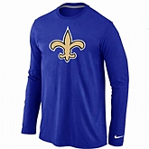 Nike New Orleans Saints Logo Long Sleeve T-Shirt Blue,baseball caps,new era cap wholesale,wholesale hats