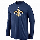 Nike New Orleans Saints Logo Long Sleeve T-Shirt D.Blue,baseball caps,new era cap wholesale,wholesale hats