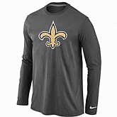 Nike New Orleans Saints Logo Long Sleeve T-Shirt D.grey,baseball caps,new era cap wholesale,wholesale hats